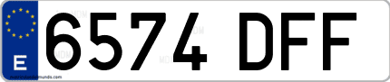Ejemplo de matrícula de coche ordinaria 6574 DFF