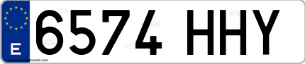 Ejemplo de matrícula de coche ordinaria 6574 HHY