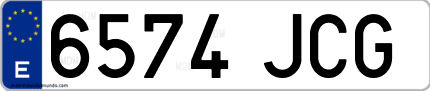 Ejemplo de matrícula de coche ordinaria 6574 JCG