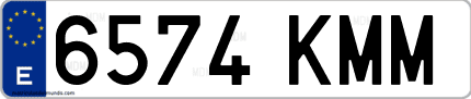 Ejemplo de matrícula de coche ordinaria 6574 KMM