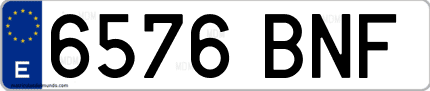 Ejemplo de matrícula de coche ordinaria 6576 BNF