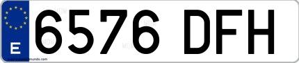 Ejemplo de matrícula española 6576 DFH