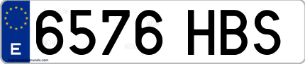 Ejemplo de matrícula de coche ordinaria 6576 HBS