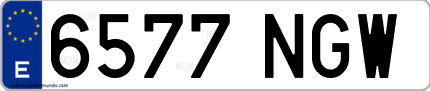 Ejemplo de matrícula de coche ordinaria 6577 NGW