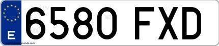 Ejemplo de matrícula española 6580 FXD