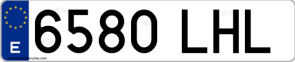 Ejemplo de matrícula de coche ordinaria 6580 LHL
