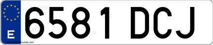Ejemplo de matrícula española 6581 DCJ