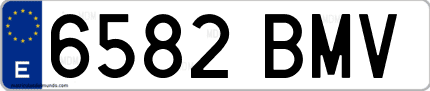 Ejemplo de matrícula de coche ordinaria 6582 BMV
