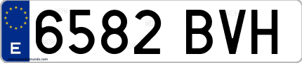 Ejemplo de matrícula de coche ordinaria 6582 BVH