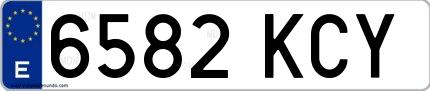 Ejemplo de matrícula española 6582 KCY