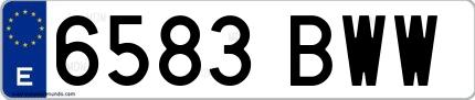 Ejemplo de matrícula española 6583 BWW