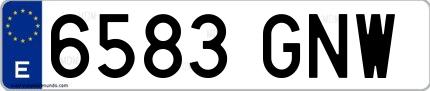 Ejemplo de matrícula española 6583 GNW