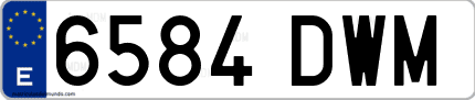 Ejemplo de matrícula de coche ordinaria 6584 DWM
