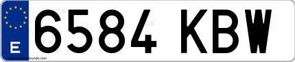 Ejemplo de matrícula española 6584 KBW