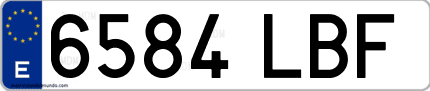 Ejemplo de matrícula de coche ordinaria 6584 LBF