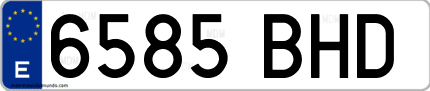 Ejemplo de matrícula de coche ordinaria 6585 BHD