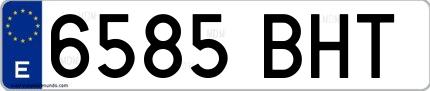 Ejemplo de matrícula de coche ordinaria 6585 BHT