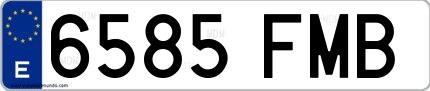 Ejemplo de matrícula de coche ordinaria 6585 FMB