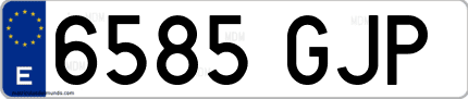 Ejemplo de matrícula de coche ordinaria 6585 GJP