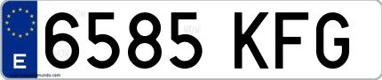Ejemplo de matrícula española 6585 KFG