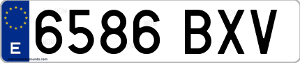 Ejemplo de matrícula de coche ordinaria 6586 BXV