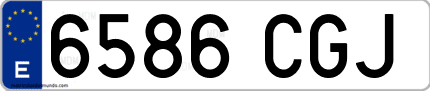 Ejemplo de matrícula de coche ordinaria 6586 CGJ