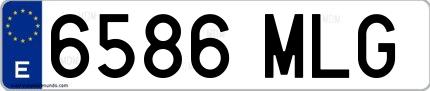 Ejemplo de matrícula española 6586 MLG