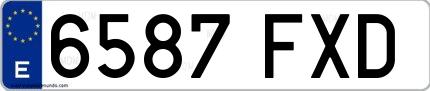 Ejemplo de matrícula española 6587 FXD