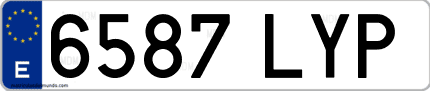 Ejemplo de matrícula de coche ordinaria 6587 LYP