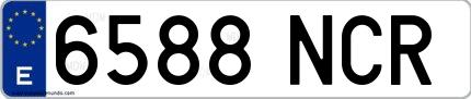 Ejemplo de matrícula española 6588 NCR