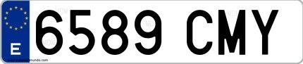 Ejemplo de matrícula española 6589 CMY