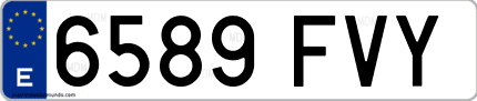 Ejemplo de matrícula de coche ordinaria 6589 FVY