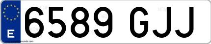 Ejemplo de matrícula española 6589 GJJ