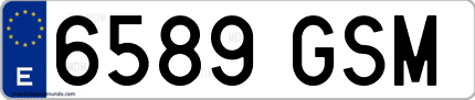 Ejemplo de matrícula de coche ordinaria 6589 GSM