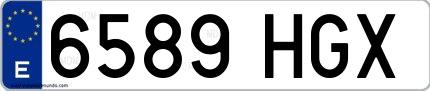 Ejemplo de matrícula española 6589 HGX