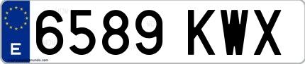 Ejemplo de matrícula española 6589 KWX