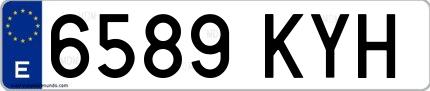 Ejemplo de matrícula española 6589 KYH