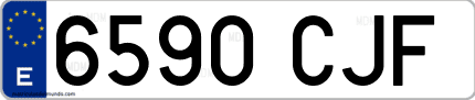 Ejemplo de matrícula de coche ordinaria 6590 CJF