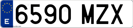 Ejemplo de matrícula de coche ordinaria 6590 MZX