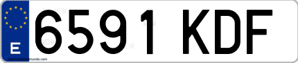 Ejemplo de matrícula de coche ordinaria 6591 KDF