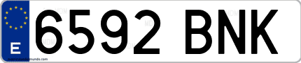 Ejemplo de matrícula de coche ordinaria 6592 BNK