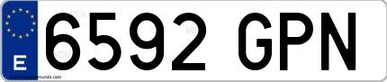 Ejemplo de matrícula española 6592 GPN