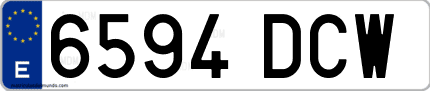 Ejemplo de matrícula de coche ordinaria 6594 DCW