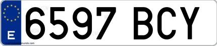 Ejemplo de matrícula española 6597 BCY