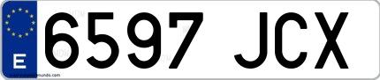Ejemplo de matrícula española 6597 JCX