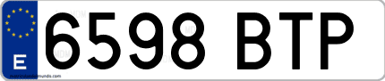 Ejemplo de matrícula de coche ordinaria 6598 BTP
