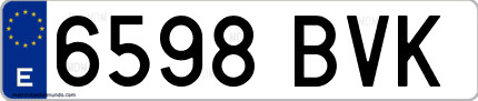 Ejemplo de matrícula de coche ordinaria 6598 BVK