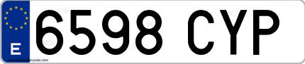 Ejemplo de matrícula de coche ordinaria 6598 CYP