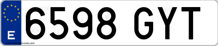 Ejemplo de matrícula de coche ordinaria 6598 GYT