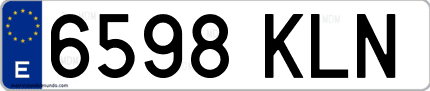 Ejemplo de matrícula de coche ordinaria 6598 KLN